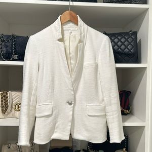 Veronica Beard White Blazer Classic Lapels Structured Shoulders